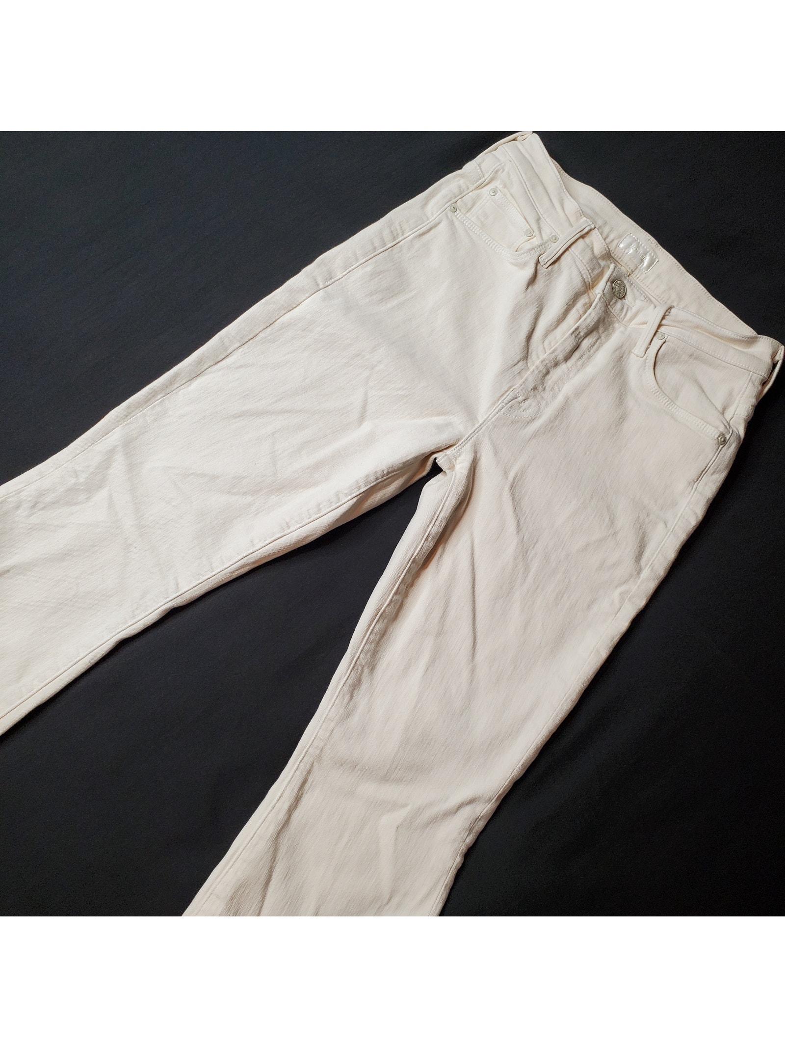 Mother Women's Size 27 The Weekender Flare Jeans Play Date Ivory White